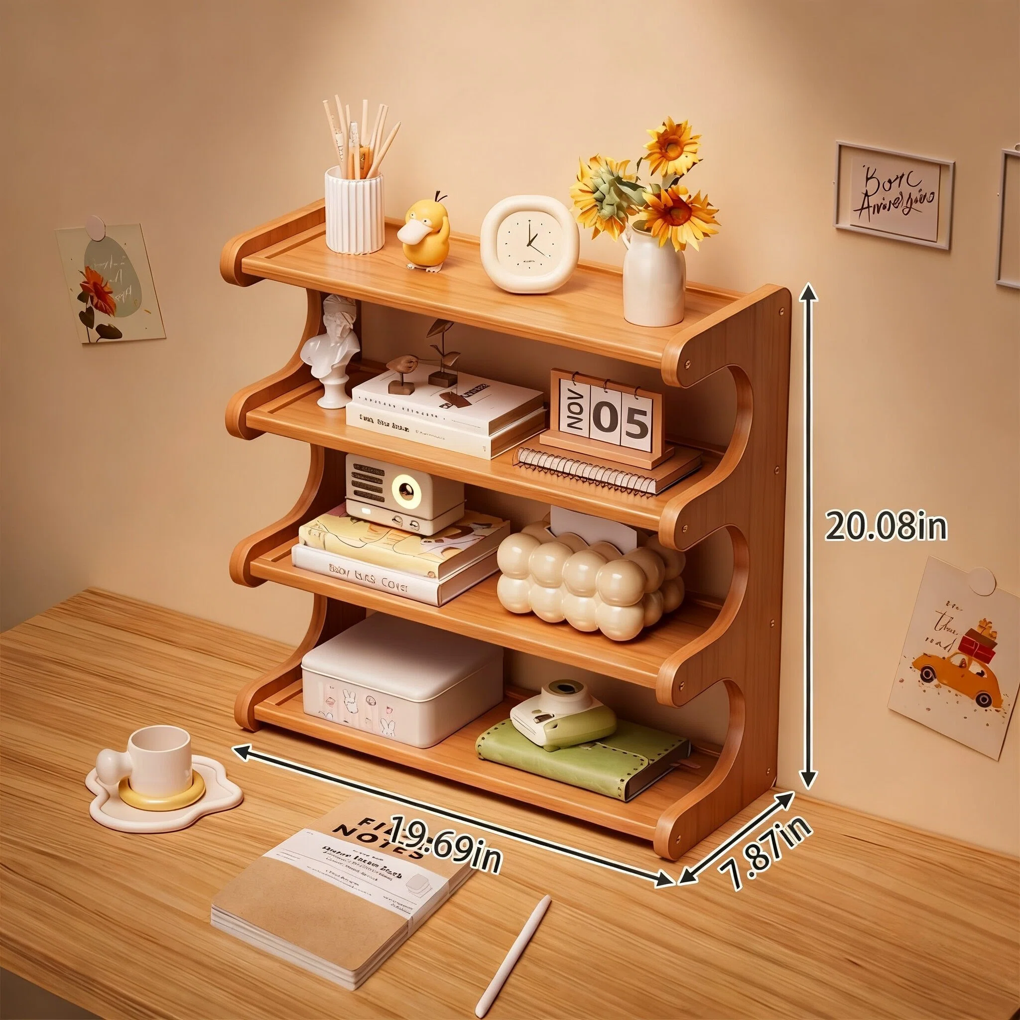 Multi-layer Storage Bookshelf, Multipurpose Cup Rack for Home Kitchen & Office